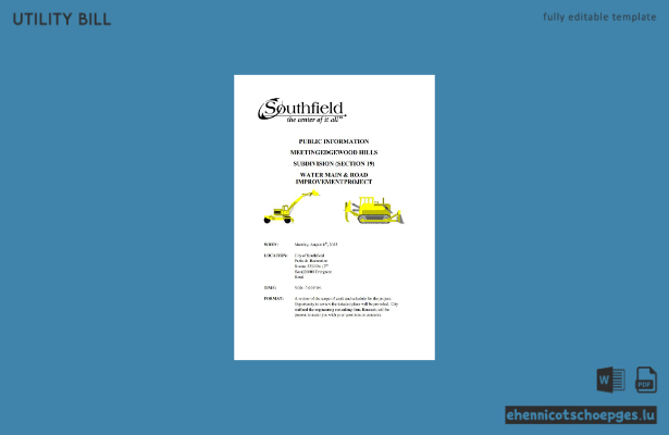 USA, Michigan, Stadt Southfield: Mitteilung über die Abschaltung der Wasserversorgung und Bauarbeiten (3 Seiten, Beispielvorschau)